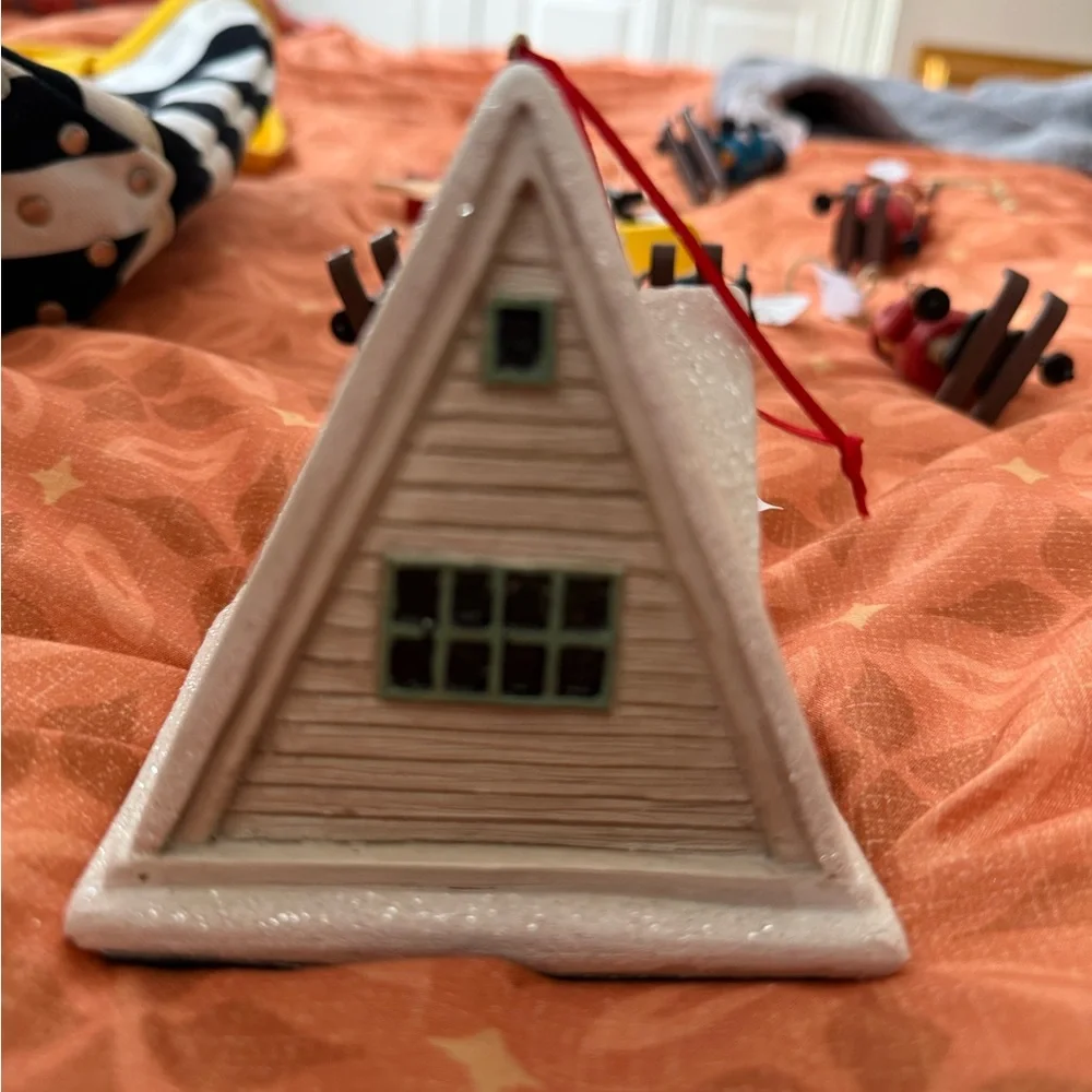 NWT - West Elm Charming Holiday House Ornament - White and Green